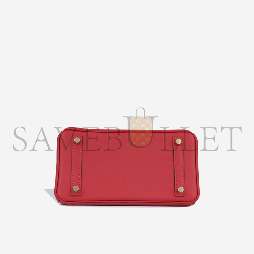 HERMES MASTER BIRKIN 25 SWIFT LEATHER FLAG RED GOLD BUCKLE H049362CK12 (25*20*13cm)